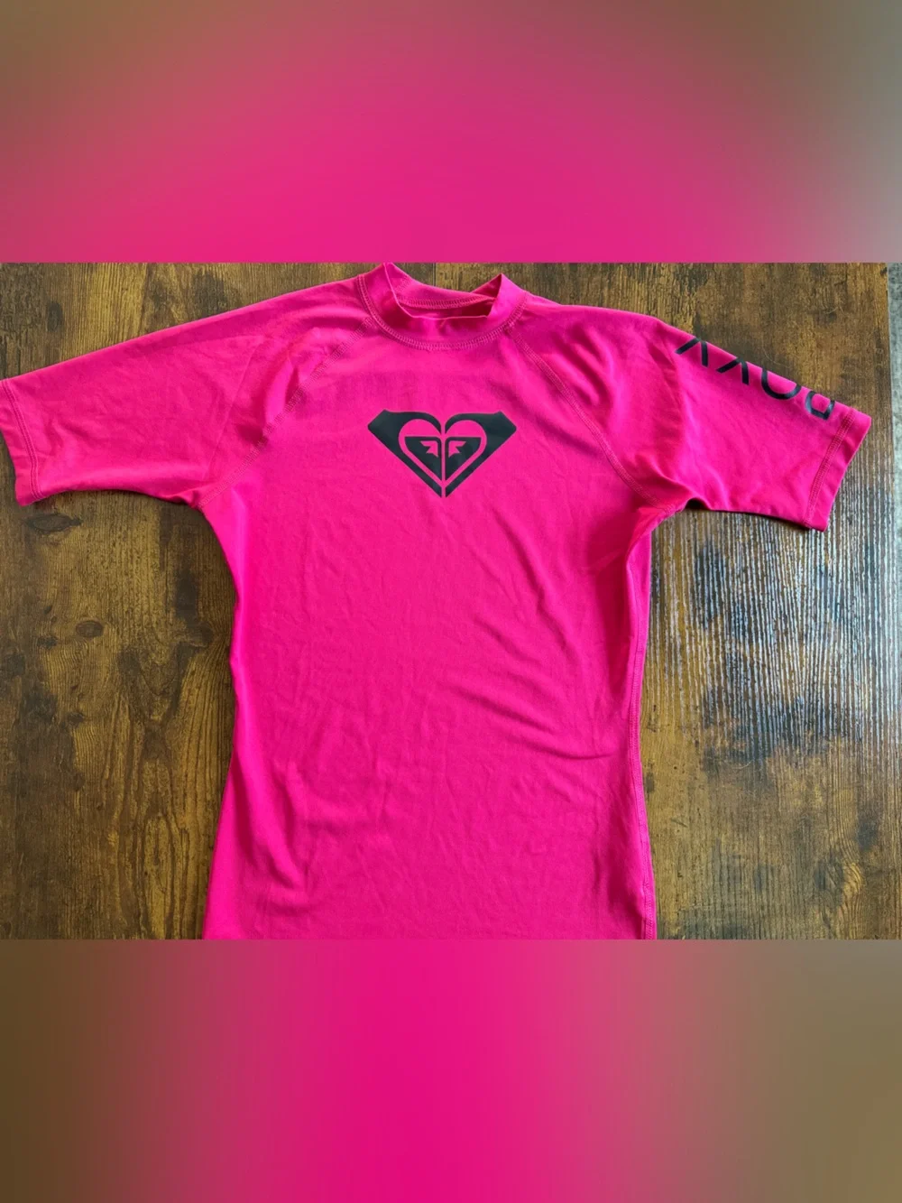 Roxy Girls' Hot Pink Logo Rash Guard Top